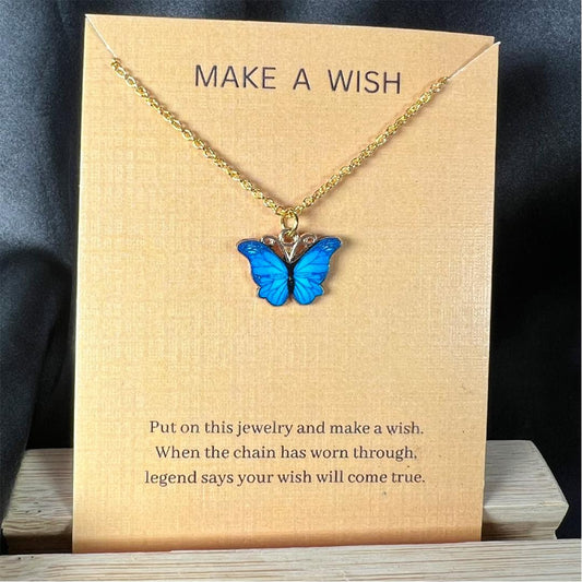 Gold Plated Necklace (Stylish Blue butterfly)